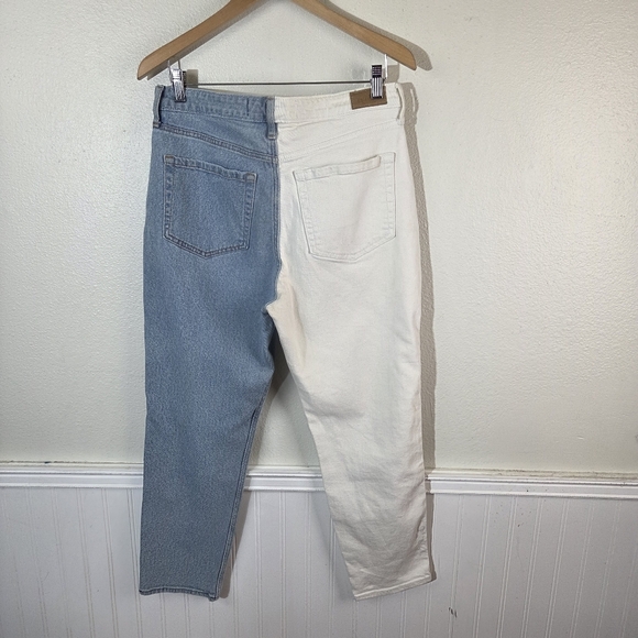 Hollister Ultra High Rise Mom Jeans Women’s 11R W30 Colorblock Blue White Denim - Picture 5 of 14
